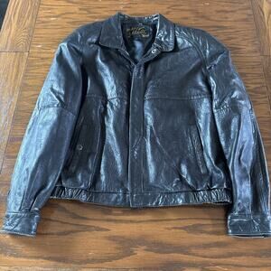 Mario Zarelli Black Leather Jacket Men’s Size 44
